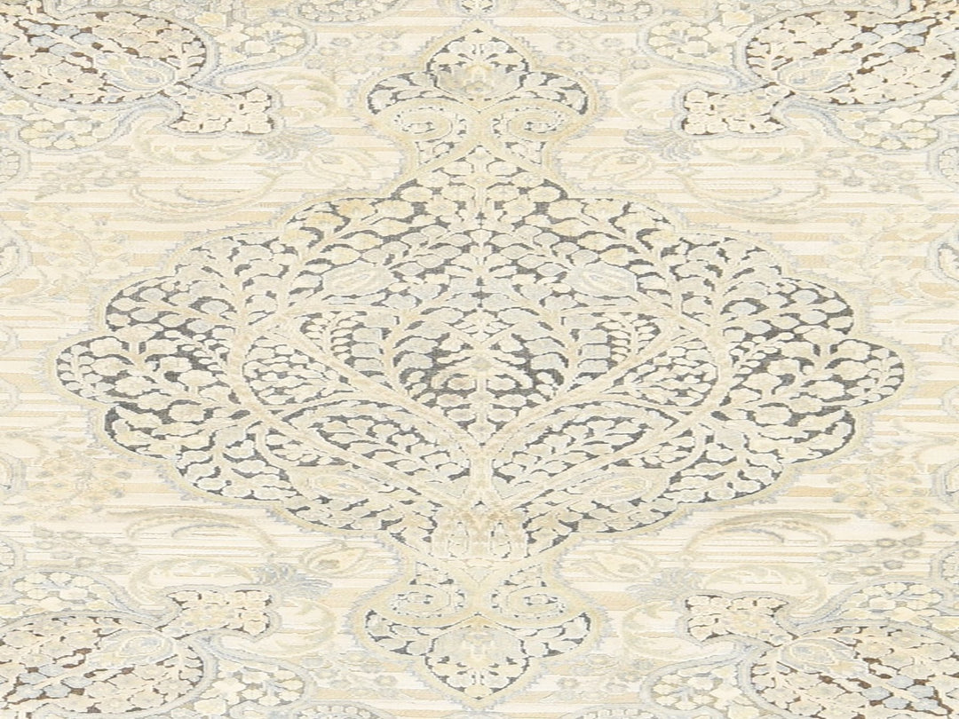 4'0" x 6'3" New Hand Knotted Beige Silk Rectangle Oriental Rug - MOA10278710