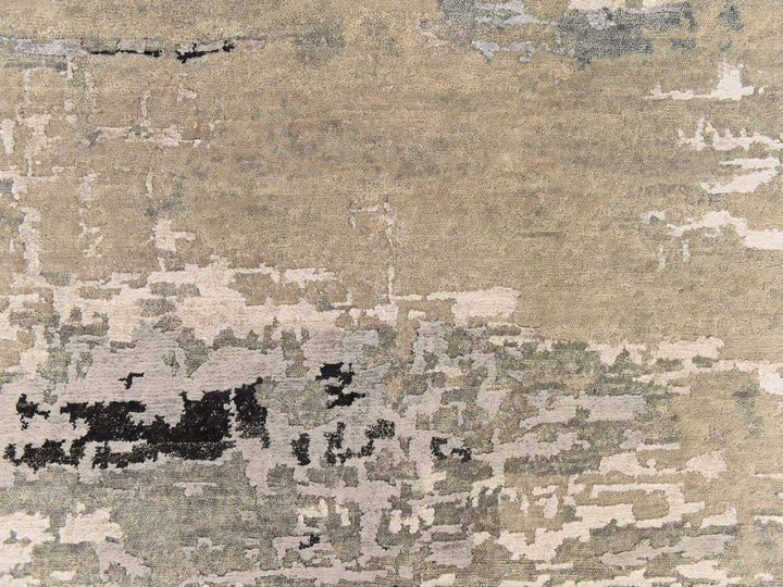 4'0" x 6'0" New Hand Knotted Grey Wool & Silk Rectangle Oriental Rug - MOA10278711
