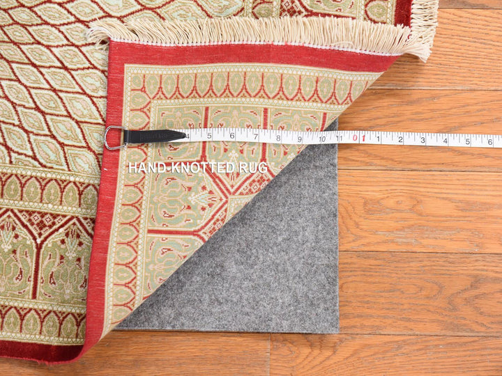 2'5" x 4'2" New Hand Knotted Beige Silk Rectangle Oriental Rug - MOA10278712