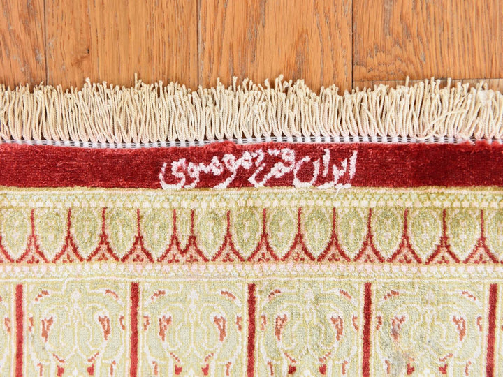 2'5" x 4'2" New Hand Knotted Beige Silk Rectangle Oriental Rug - MOA10278712