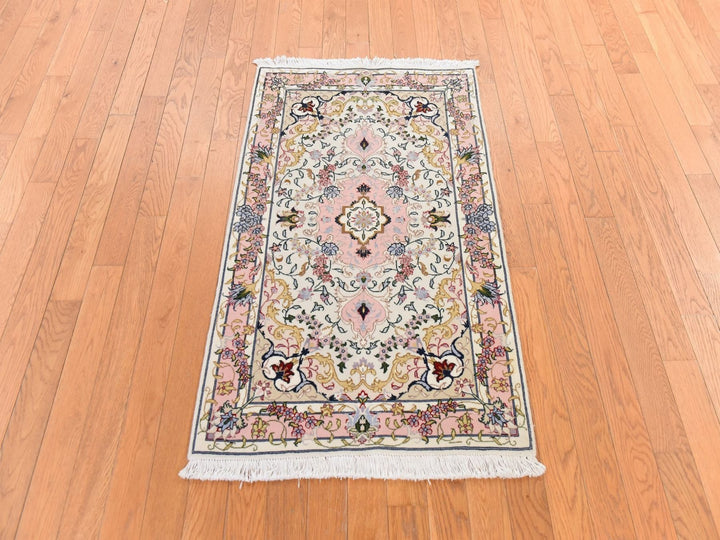 2'5" x 4'1" New Hand Knotted Pink Wool & Silk Rectangle Oriental Rug - MOA10278713