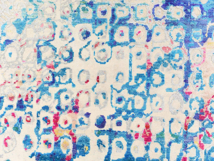 4'0" x 6'1" New Hand Knotted Blue Sari Silk Rectangle Oriental Rug - MOA10278717