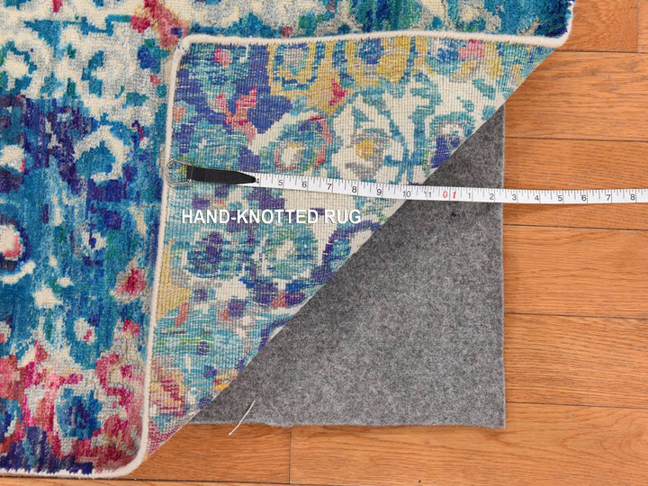 4'0" x 6'1" New Hand Knotted Blue Sari Silk Rectangle Oriental Rug - MOA10278717