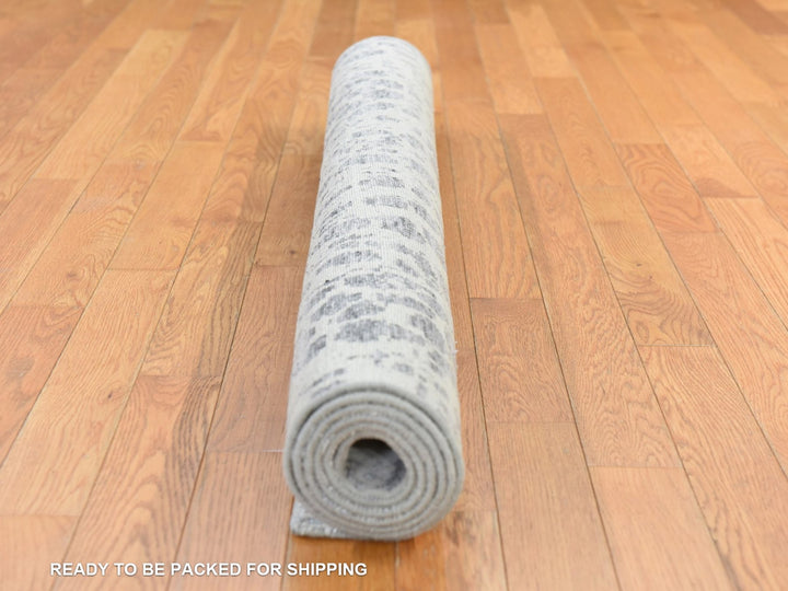 4'0" x 6'0" New Hand Knotted Grey Wool & Silk Rectangle Oriental Rug - MOA10278718