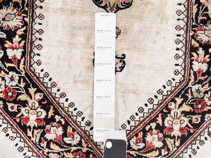 3'3" x 5'0" Vintage Hand Knotted Ivory Silk Rectangle Oriental Rug - MOA10278719