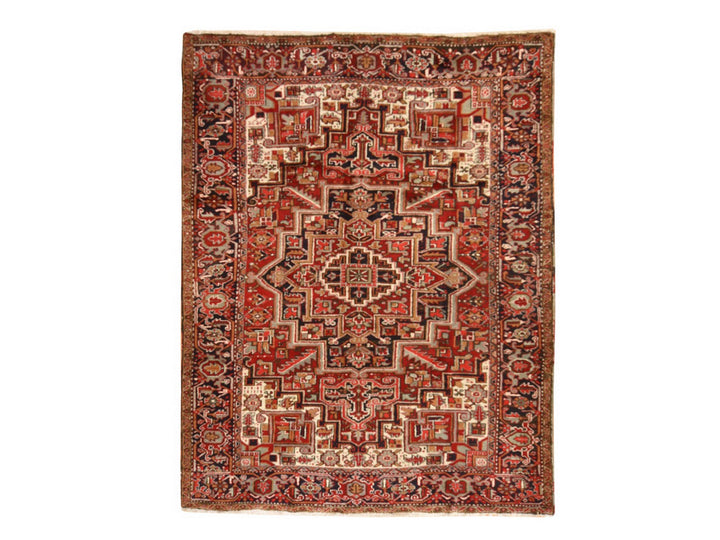 9'2" x 11'0" Vintage Hand Knotted Red Wool Rectangle Oriental Rug - MOA10278721