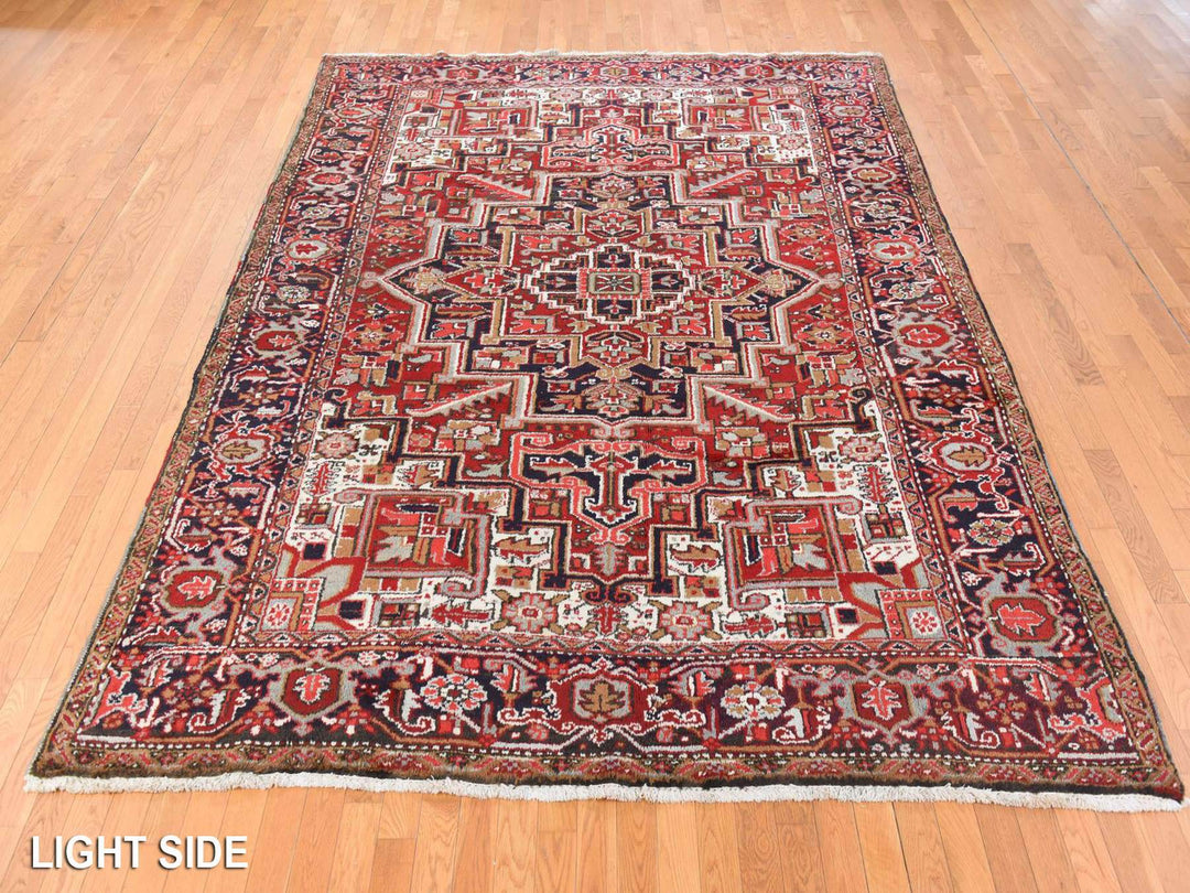 9'2" x 11'0" Vintage Hand Knotted Red Wool Rectangle Oriental Rug - MOA10278721