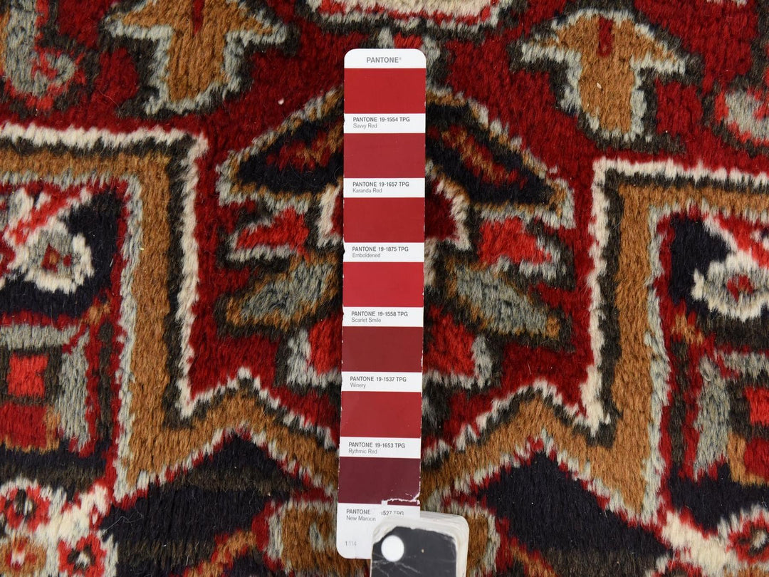 9'2" x 11'0" Vintage Hand Knotted Red Wool Rectangle Oriental Rug - MOA10278721