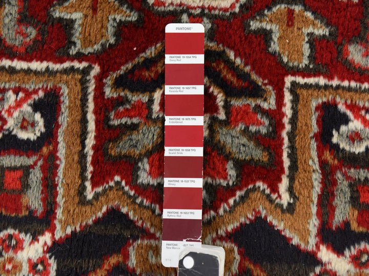 9'2" x 11'0" Vintage Hand Knotted Red Wool Rectangle Oriental Rug - MOA10278721