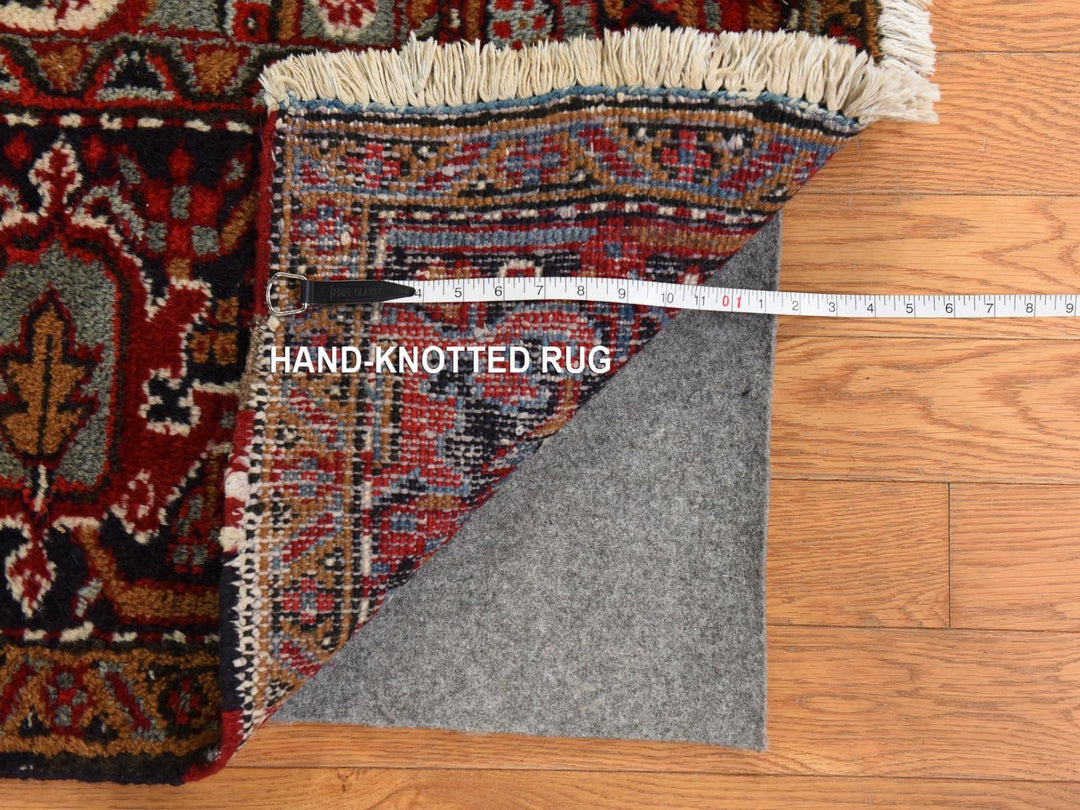 9'2" x 11'0" Vintage Hand Knotted Red Wool Rectangle Oriental Rug - MOA10278721