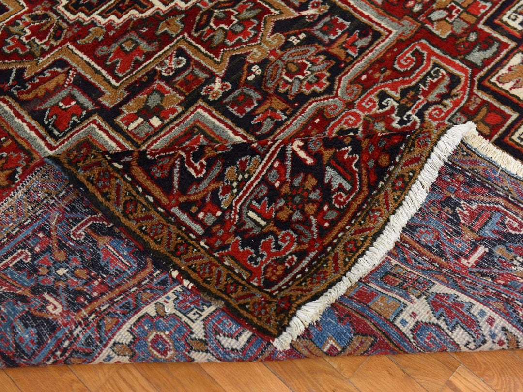 9'2" x 11'0" Vintage Hand Knotted Red Wool Rectangle Oriental Rug - MOA10278721