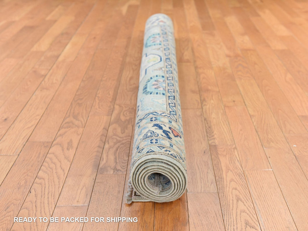 5'1" x 6'6" New Hand Knotted Ivory Wool Rectangle Oriental Rug - MOA10278724