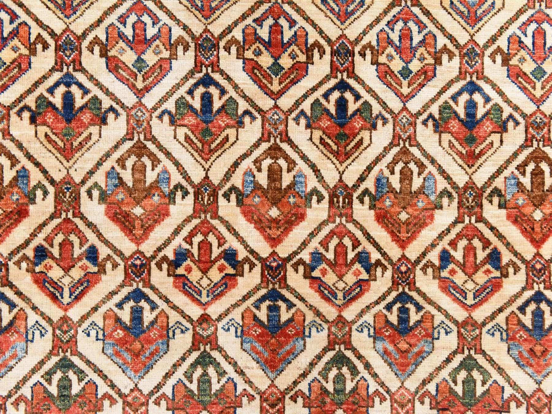 4'10" x 6'5" New Hand Knotted Ivory Wool Rectangle Oriental Rug - MOA10278725