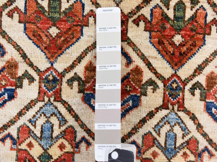 4'10" x 6'5" New Hand Knotted Ivory Wool Rectangle Oriental Rug - MOA10278725