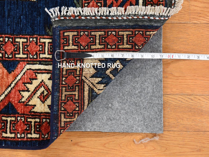 5'1" x 6'8" New Hand Knotted Blue Wool Rectangle Oriental Rug - MOA10278728