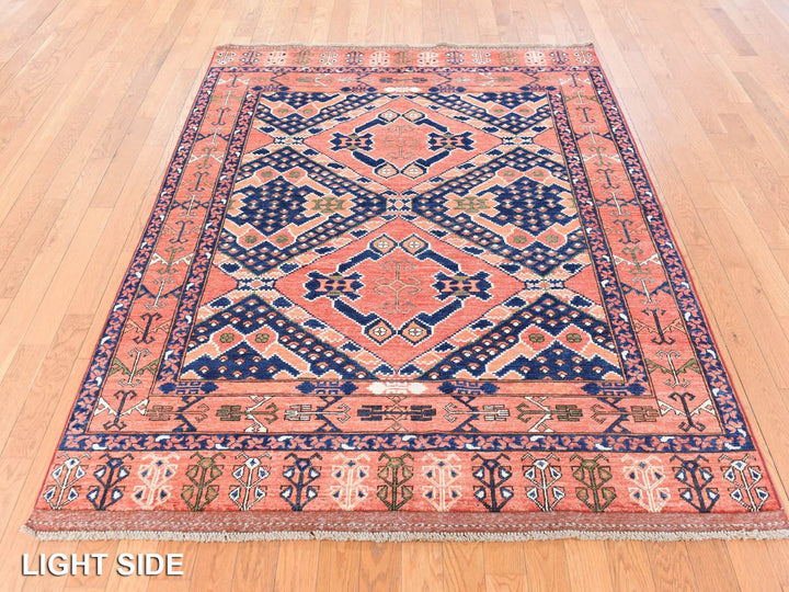 5'3" x 6'6" New Hand Knotted Orange Wool Rectangle Oriental Rug - MOA10278729