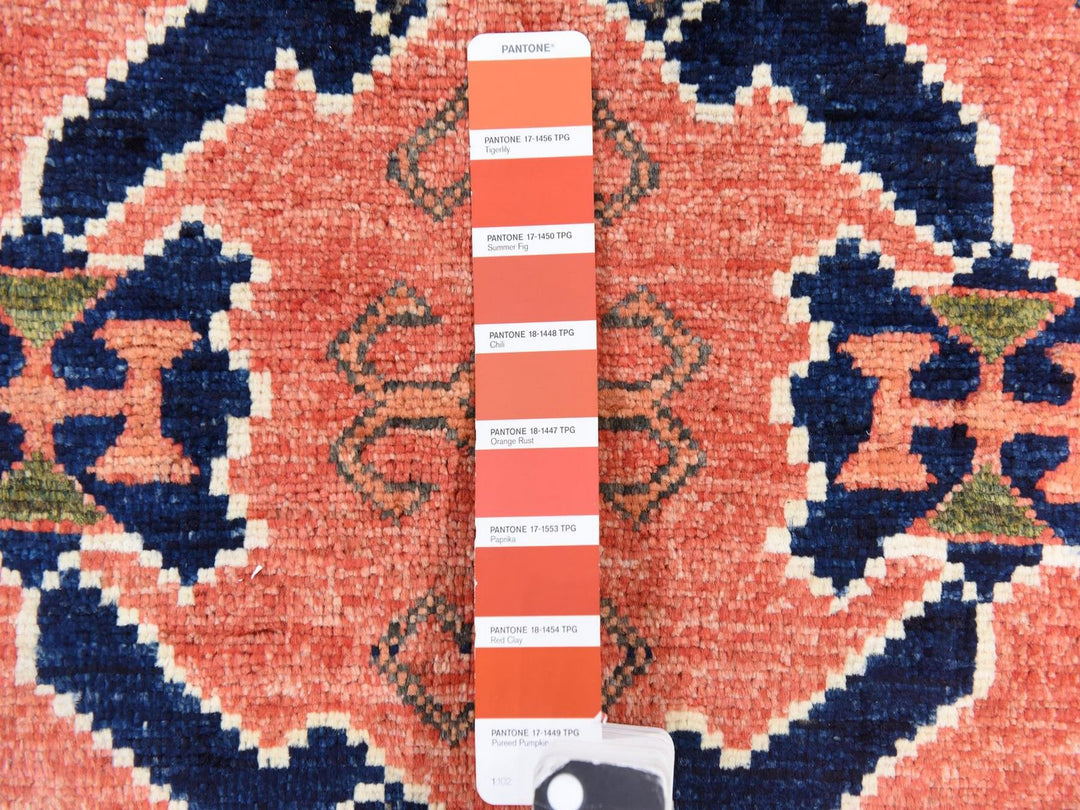5'3" x 6'6" New Hand Knotted Orange Wool Rectangle Oriental Rug - MOA10278729