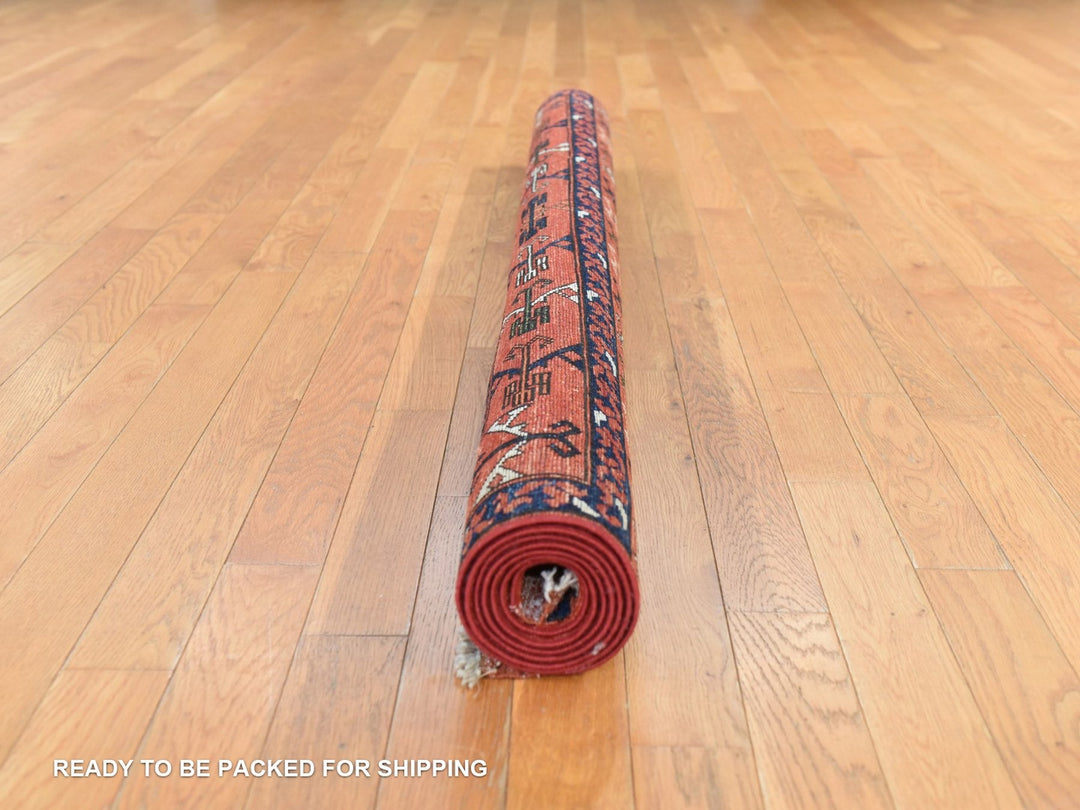 5'3" x 6'6" New Hand Knotted Orange Wool Rectangle Oriental Rug - MOA10278729