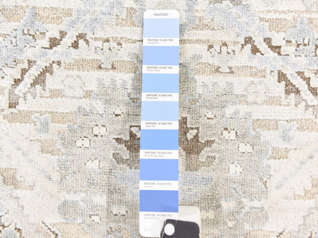 4'0" x 6'2" New Hand Knotted Ivory Wool & Silk Rectangle Oriental Rug - MOA10278730