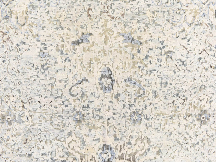 4'0" x 6'0" New Hand Knotted Ivory Wool & Silk Rectangle Oriental Rug - MOA10278731