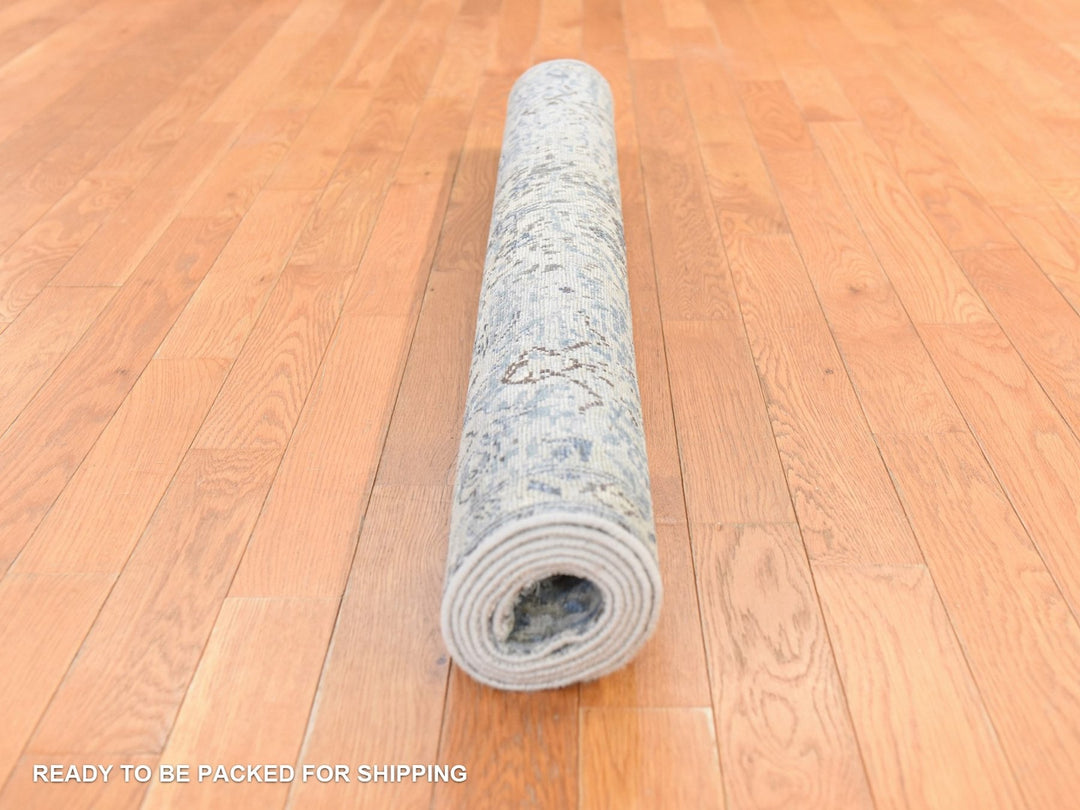 4'0" x 6'0" New Hand Knotted Ivory Wool & Silk Rectangle Oriental Rug - MOA10278731