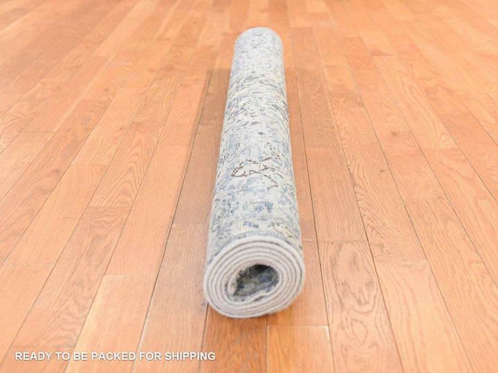 4'0" x 6'0" New Hand Knotted Ivory Wool & Silk Rectangle Oriental Rug - MOA10278731