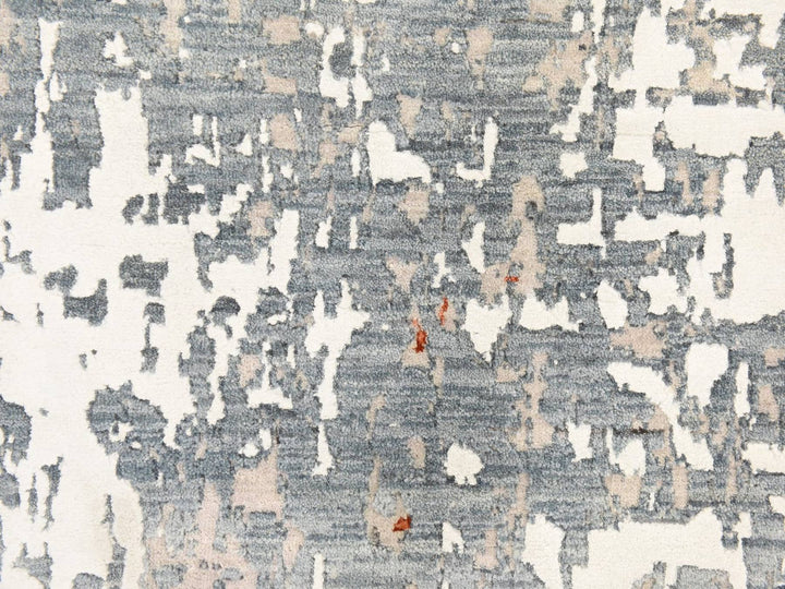 4'0" x 6'0" New Hand Knotted Grey Wool & Silk Rectangle Oriental Rug - MOA10278732