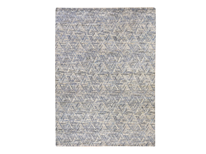 8'9" x 12'3" New Hand Knotted Grey Wool & Silk Rectangle Oriental Rug - MOA10278733