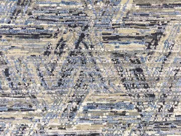 8'9" x 12'3" New Hand Knotted Grey Wool & Silk Rectangle Oriental Rug - MOA10278733