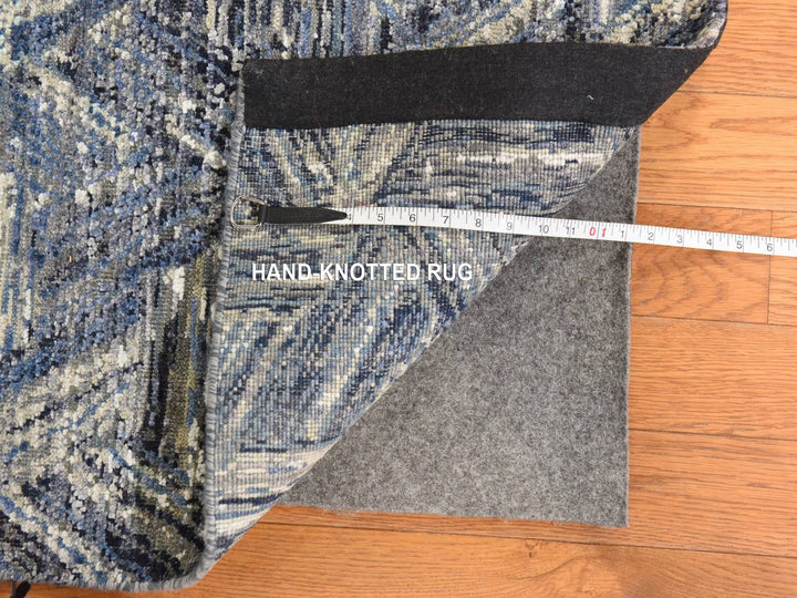 8'9" x 12'3" New Hand Knotted Grey Wool & Silk Rectangle Oriental Rug - MOA10278733