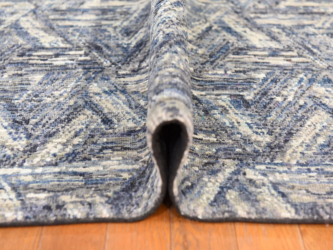 8'9" x 12'3" New Hand Knotted Grey Wool & Silk Rectangle Oriental Rug - MOA10278733