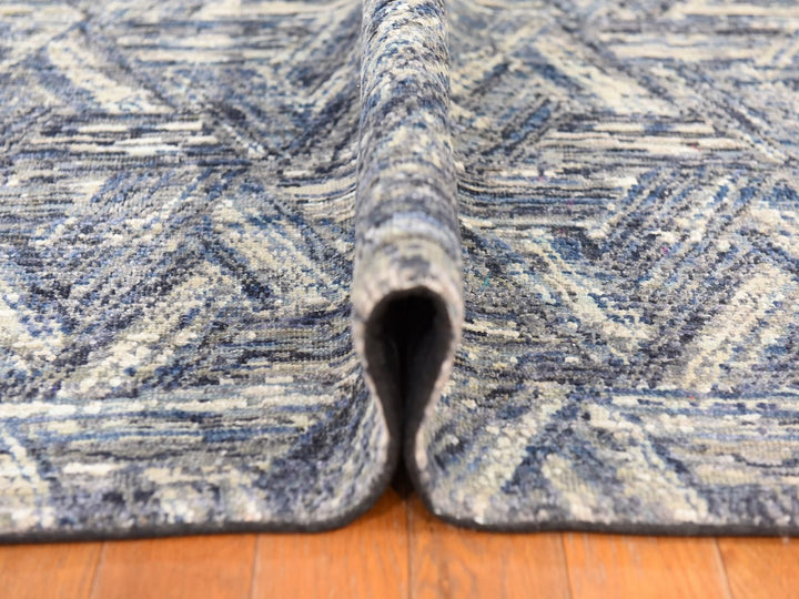 8'9" x 12'3" New Hand Knotted Grey Wool & Silk Rectangle Oriental Rug - MOA10278733