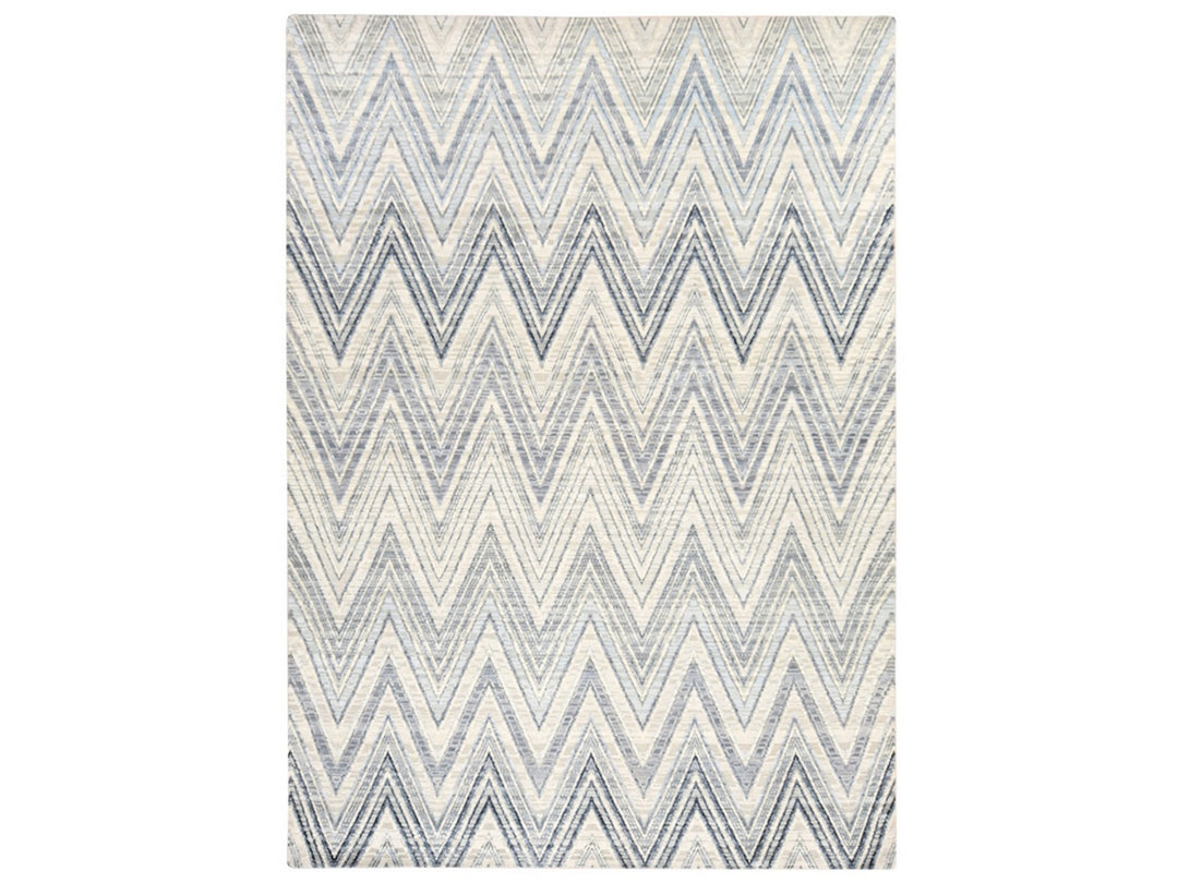 8'9" x 12'2" New Hand Knotted Grey Wool & Silk Rectangle Oriental Rug - MOA10278736