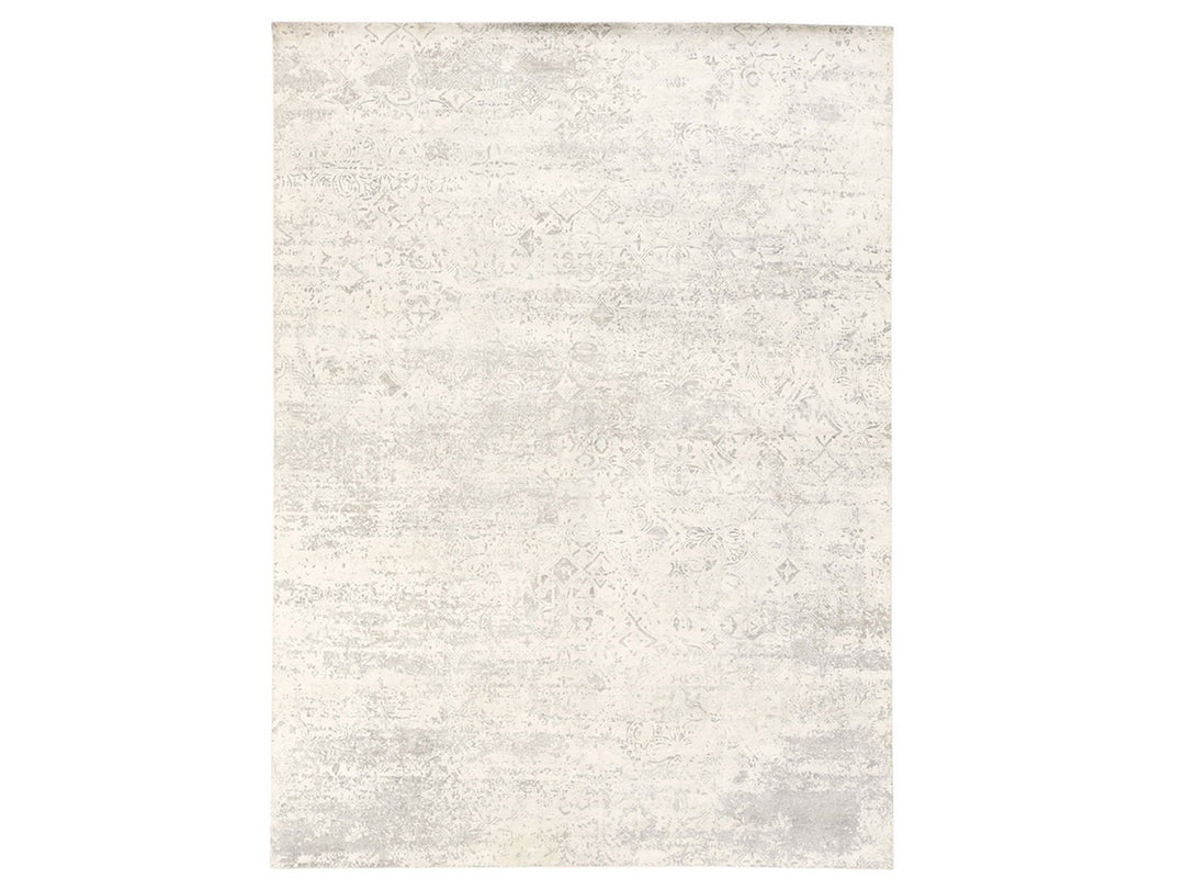 8'10" x 12'0" New Hand Knotted Ivory Wool & Silk Rectangle Oriental Rug - MOA10278737