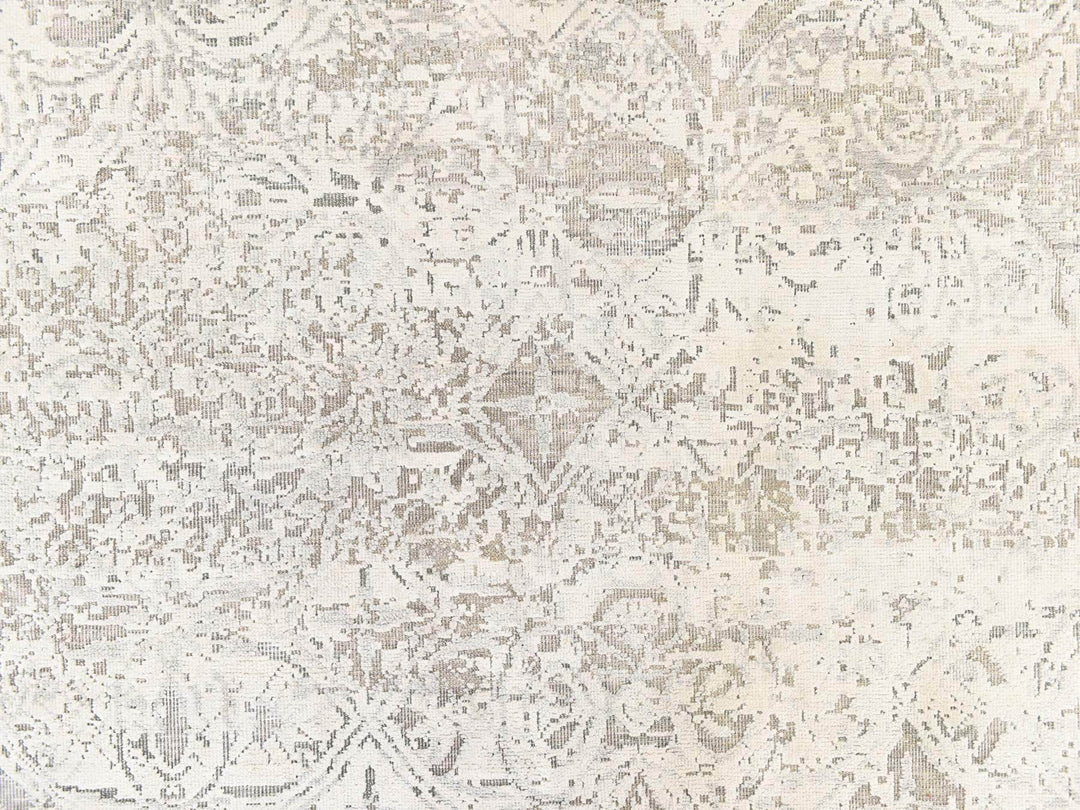 8'10" x 12'0" New Hand Knotted Ivory Wool & Silk Rectangle Oriental Rug - MOA10278737