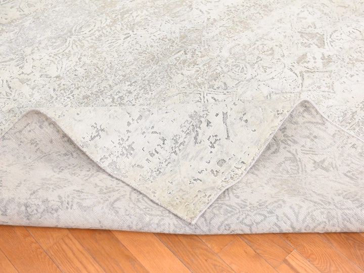 8'10" x 12'0" New Hand Knotted Ivory Wool & Silk Rectangle Oriental Rug - MOA10278737