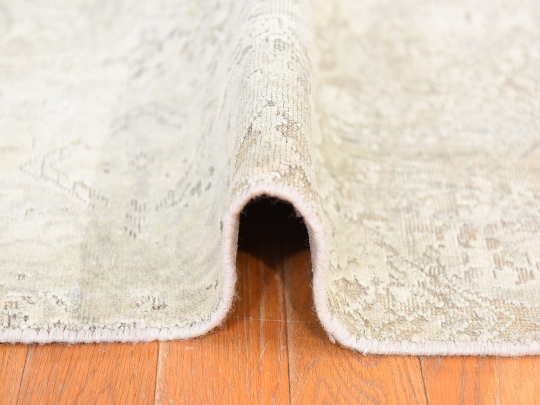 8'10" x 12'0" New Hand Knotted Ivory Wool & Silk Rectangle Oriental Rug - MOA10278737