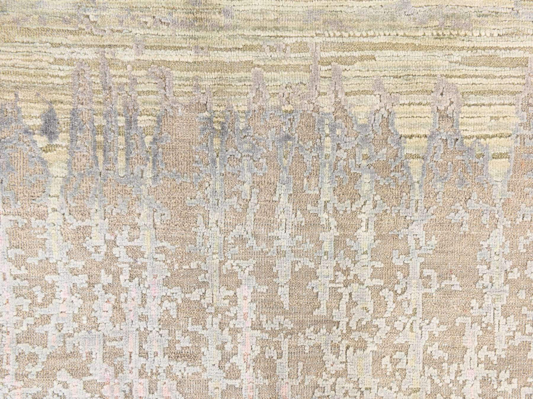 9'0" x 12'5" New Hand Knotted Grey Wool & Silk Rectangle Oriental Rug - MOA10278738
