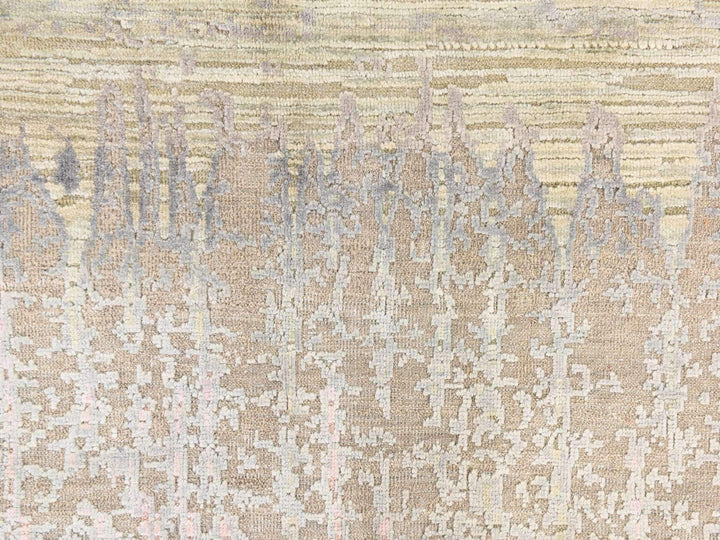9'0" x 12'5" New Hand Knotted Grey Wool & Silk Rectangle Oriental Rug - MOA10278738