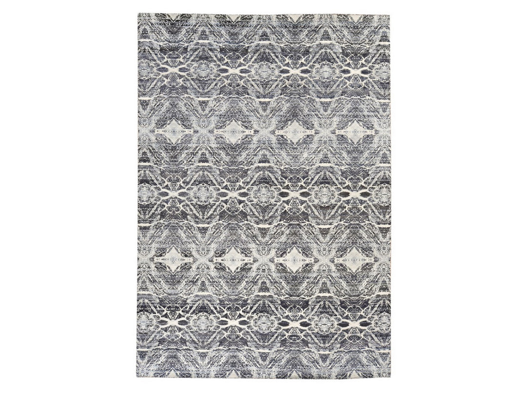 8'8" x 12'1" New Hand Knotted Black Silk Rectangle Oriental Rug - MOA10278739