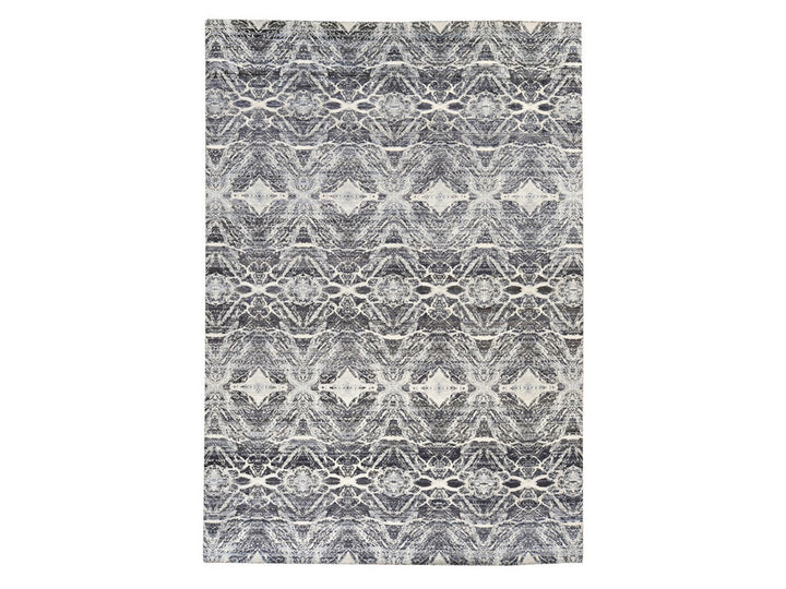 8'8" x 12'1" New Hand Knotted Black Silk Rectangle Oriental Rug - MOA10278739