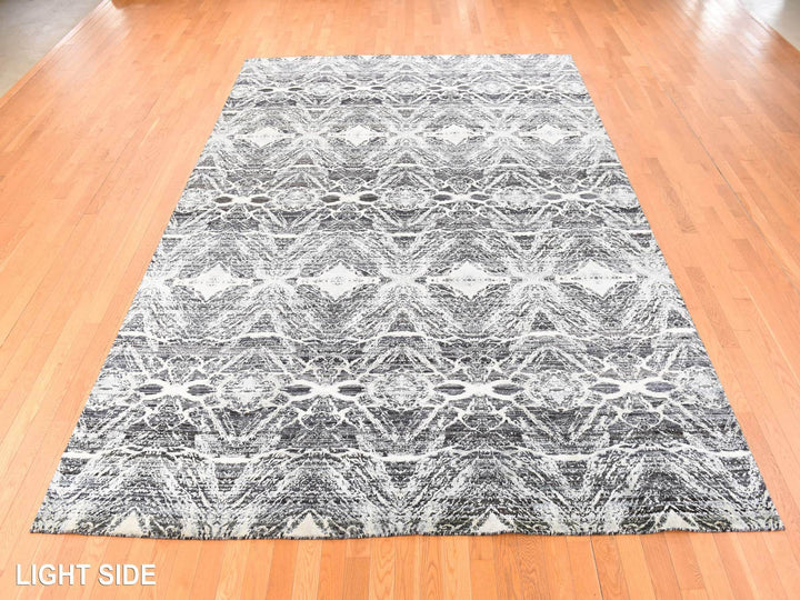 8'8" x 12'1" New Hand Knotted Black Silk Rectangle Oriental Rug - MOA10278739