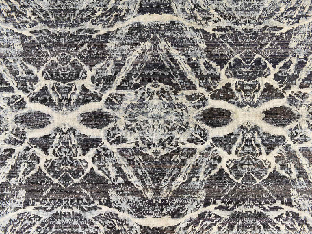 8'8" x 12'1" New Hand Knotted Black Silk Rectangle Oriental Rug - MOA10278739