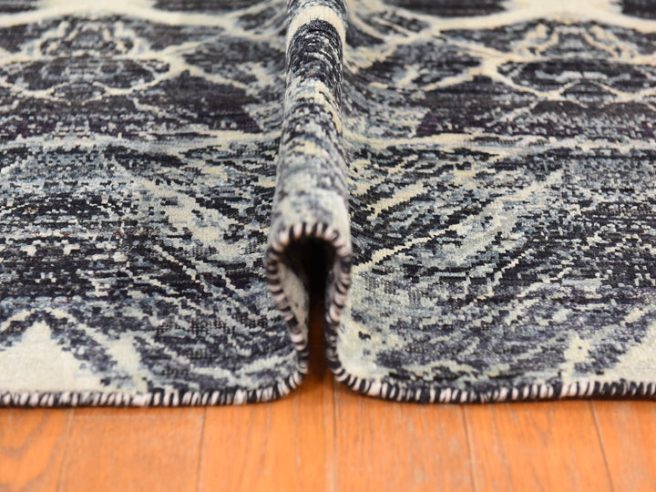 8'8" x 12'1" New Hand Knotted Black Silk Rectangle Oriental Rug - MOA10278739