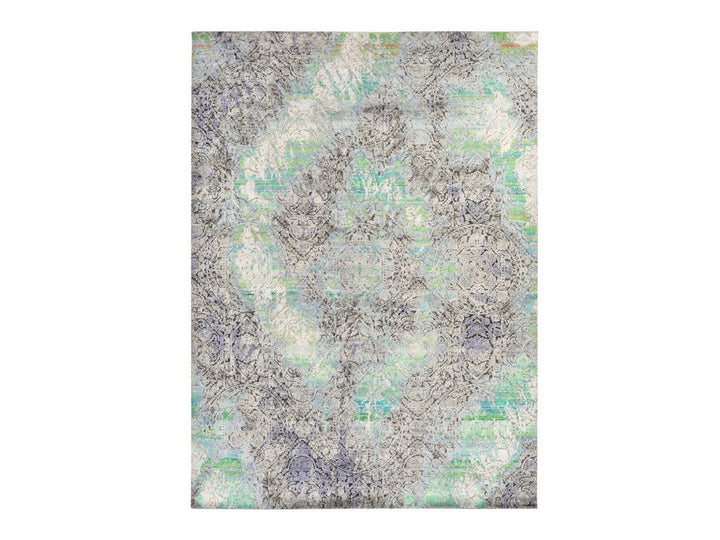 9'0" x 12'6" New Hand Knotted Green Wool & Silk Rectangle Oriental Rug - MOA10278740