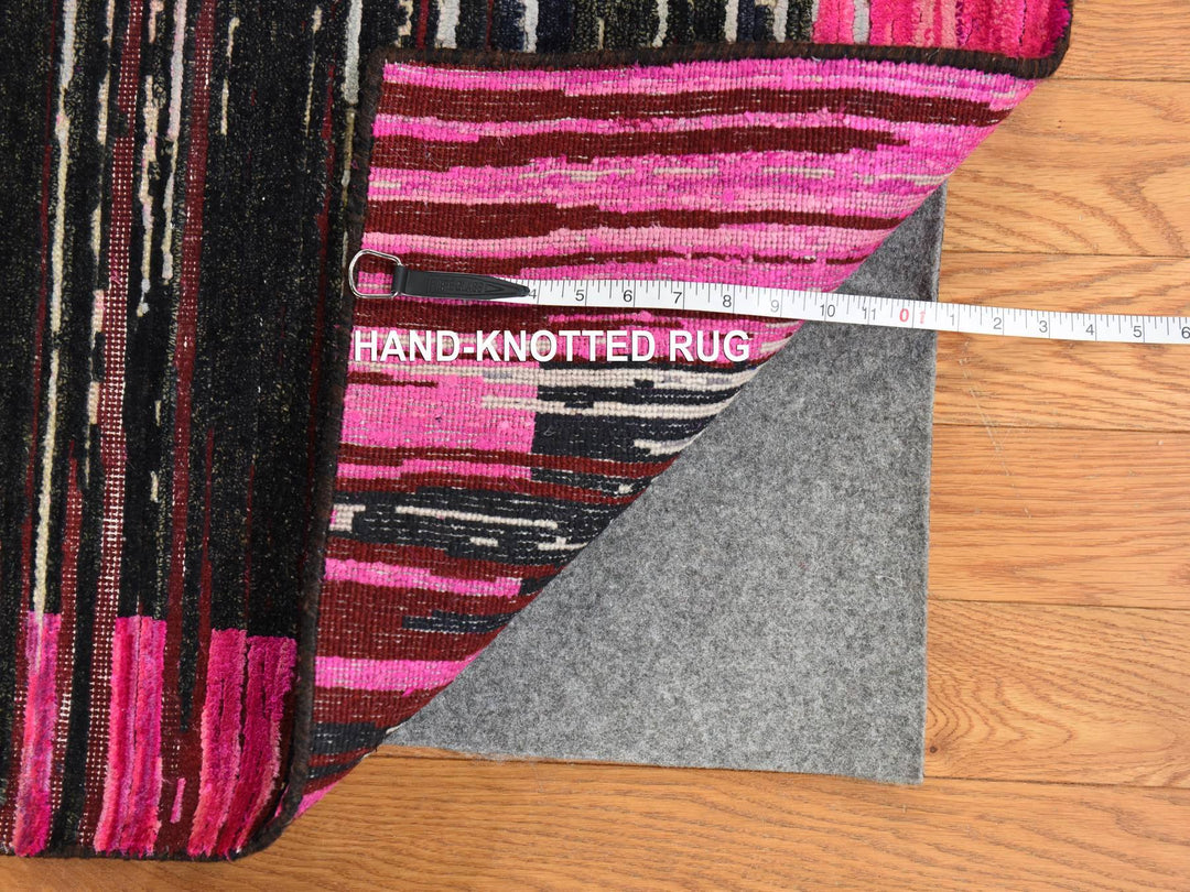 9'0" x 12'0" New Hand Knotted Pink Wool & Silk Rectangle Oriental Rug - MOA10278741