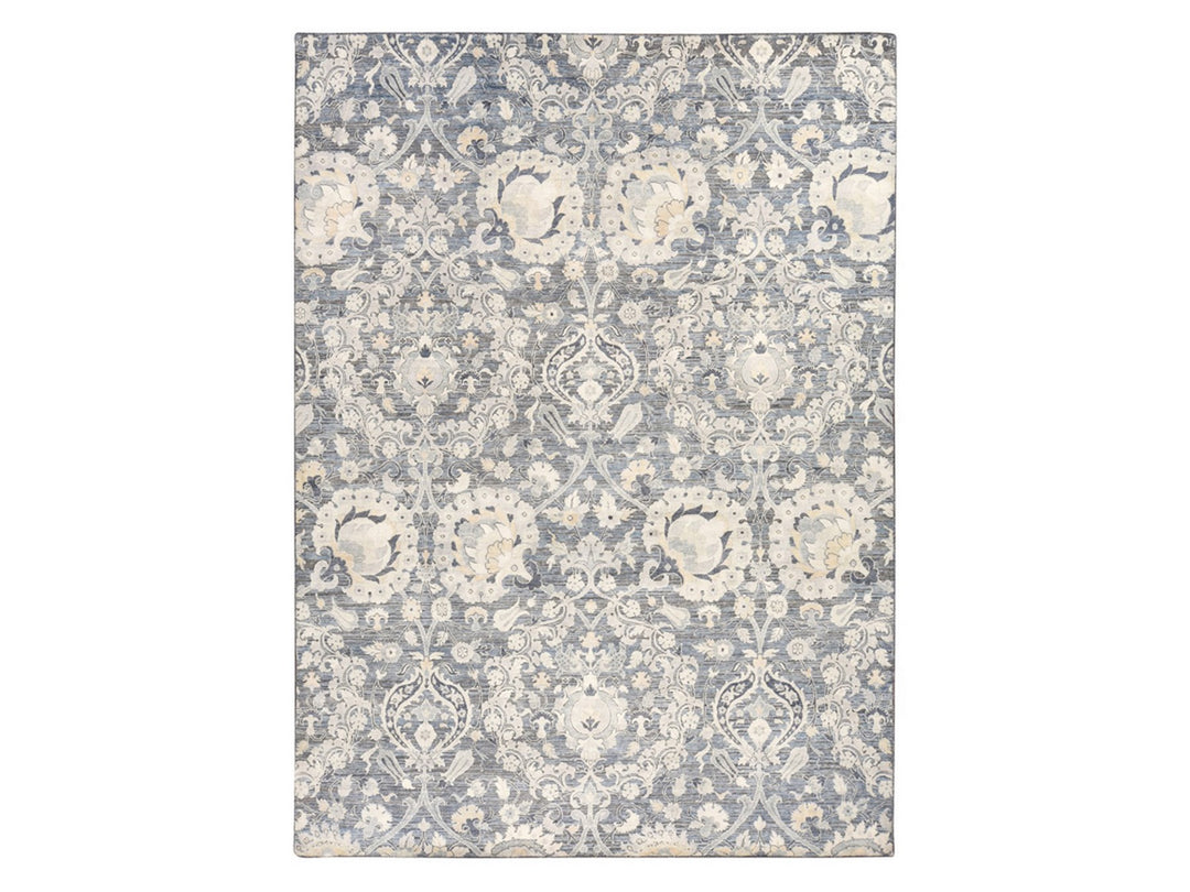 8'10" x 12'2" New Hand Knotted Grey Wool & Silk Rectangle Oriental Rug - MOA10278743