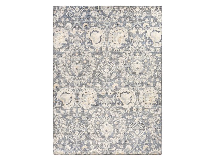 8'10" x 12'2" New Hand Knotted Grey Wool & Silk Rectangle Oriental Rug - MOA10278743