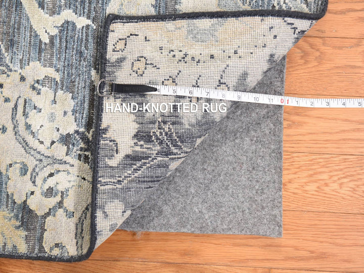 8'10" x 12'2" New Hand Knotted Grey Wool & Silk Rectangle Oriental Rug - MOA10278743