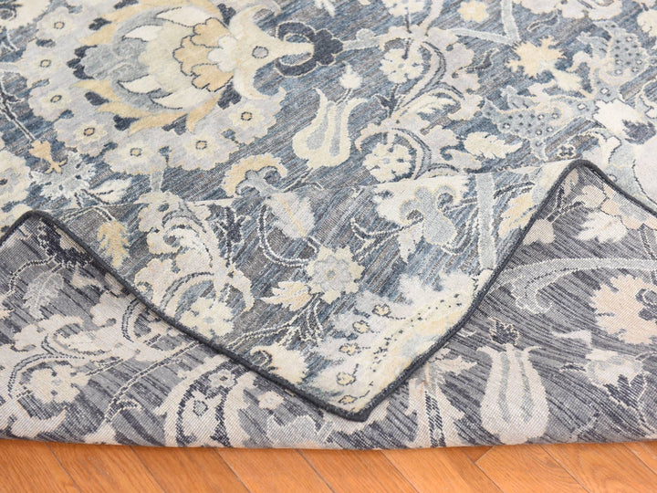8'10" x 12'2" New Hand Knotted Grey Wool & Silk Rectangle Oriental Rug - MOA10278743